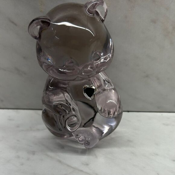 Fenton Glass Bear with Silver Heart Accent Preowned - Picture 1 of 7